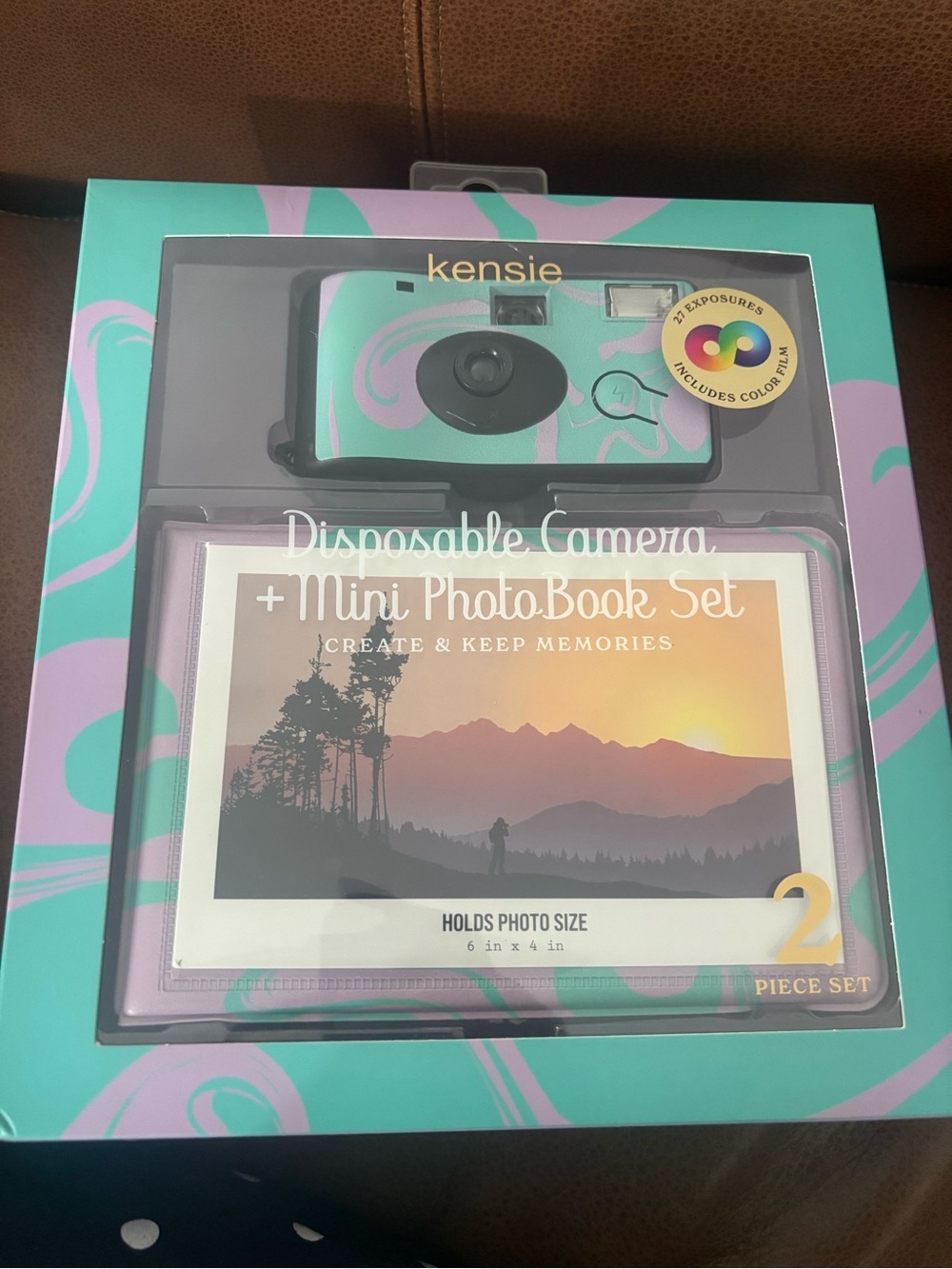 Kensie Teal and Lavender Disposable Camera + Mini PhotoBook Set